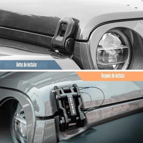 Miniatura 2 de Pestillos de capó de aluminio para reemplazar el gancho del capó para Jeep Wrangler JK/JKU 2007-2017, JL/JLU 2018+ y Jeep Gladiator 2020+ con diseño