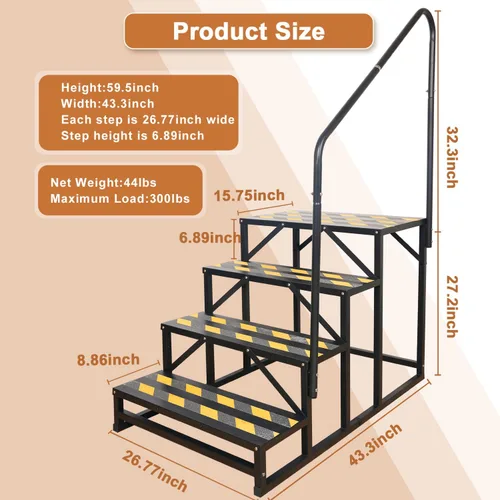 Miniatura 3 de escaleras de 4 pasos para RV, escaleras para tina de hidromasaje, escalera de spa exterior con pasamanos, escalera portátil económica de 5ª rueda