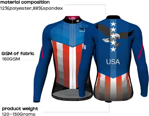 Miniatura 3 de Lo.gas Camiseta de ciclismo de EE. UU. para hombre, manga corta, para ciclismo, con bandera estadounidense, ropa de bicicleta de carretera