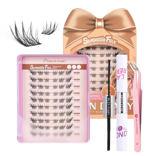 Miniatura 13 de MLEN DIARY Lash Clusters Kit 80PCS Natural Eyelash Clusters C Curl Wispy DIY Eyelash Extensions Kit with Lash Bond and Remover Tweezers 8.5-12.5mm