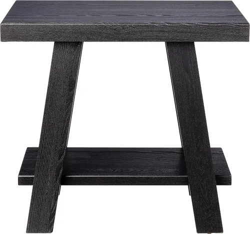 Miniatura 4 de Roundhill Furniture Athens Mesa Auxiliar Contemporánea de Madera con Estante, Negro