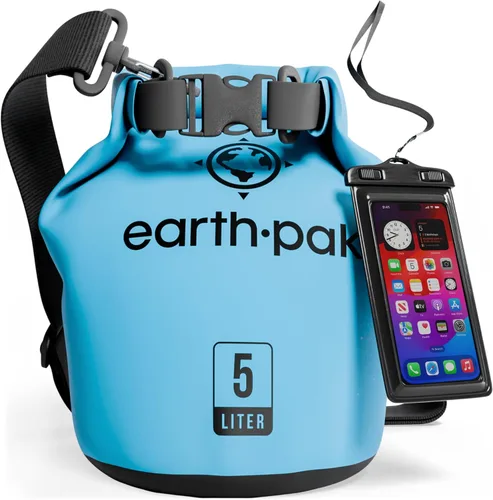Earth Pak Bolsa Seca Impermeable - Mochila Impermeable de Cierre Enrollable Superior Mantiene el Equipo Seco para Kayak con Funda Impermeable para