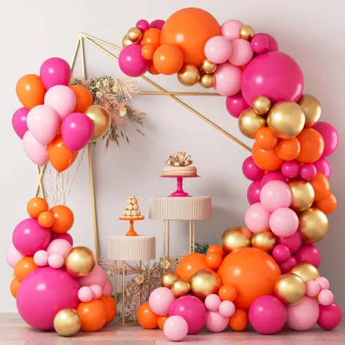 Miniatura 10 de COKAOBE Kit de arco de guirnaldas de globos rosados, 124 globos de látex rosa pastel, rosa pastel, magenta metálico para boda, compromiso, temática