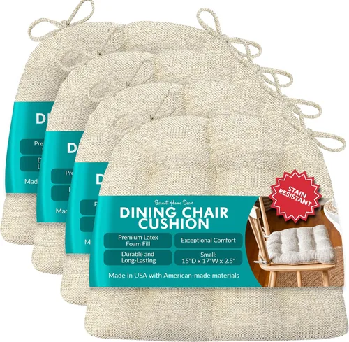 Miniatura 26 de Barnett Home Decor Cojines para silla de comedor Brisbane plateado gris con lazos - Tamaño mediano 16.5 x 18 Almohadilla para silla - Relleno