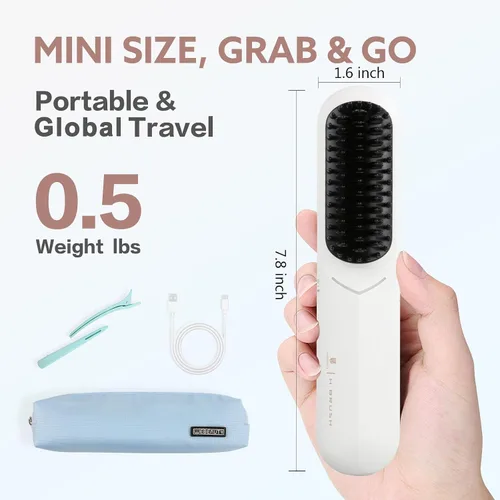 Miniatura 2 de webeauty - Cepillo alisador de pelo inalámbrico, [iones negativos de 656.2 ft], cepillo alisador portátil para mujeres, alisador de calentamiento