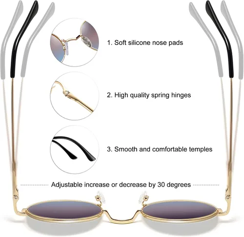 Miniatura 3 de Gafas de sol Joopin polarizadas, estilo Lennon, redondas, gafas de sol estilo hippy redondas para mujer y hombre