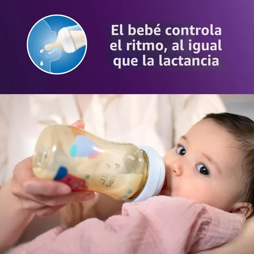 Miniatura 3 de Philips Avent Biberones naturales de PPSU con pezones de flujo medio (flujo 3), 9 onzas, con decoración, paquete de 2, SCY943/02