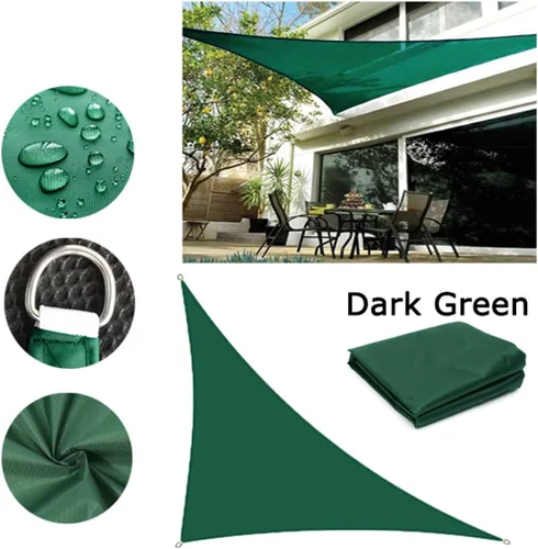 Miniatura 7 de Toldo triangular verde con bloqueo UV, impermeable, para patio, jardín, exterior, patio, 6.56 x 6.56 x 6.56 pies x 6.56 pies