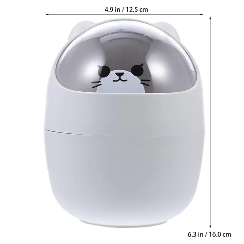 Miniatura 2 de Homoyoyo Bote de basura de escritorio de dibujos animados con tapa, lindo bote de basura de mesa de dibujos animados, mini cubo de basura kawaii