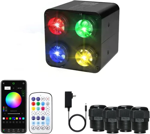 Miniatura 11 de AZIMOM Fuente de Luz de Fibra Óptica Centelleante de Alta Luminosidad 50W Motor Driver de Caja de Luz RGBW Control Remoto Bluetooth/RF Modo Sensor