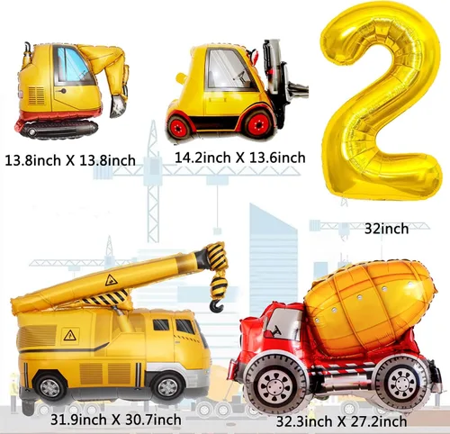 Miniatura 3 de Suministros de Cumpleaños de Construcción para Niños de 2 Años - Kit de Guirnalda de Globos para Decoraciones de Fiesta de Cuarentena