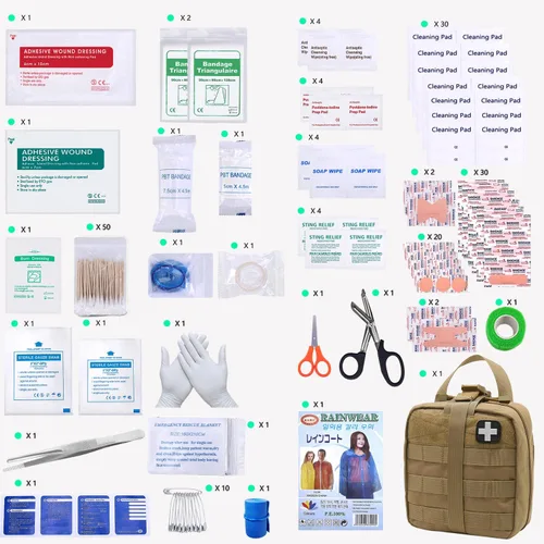 Miniatura 3 de Kit de primeros auxilios médico - Kit Rip-Off 180 piezas resistente al agua Kit de emergencia para camping, senderismo, hogar, exterior, camión