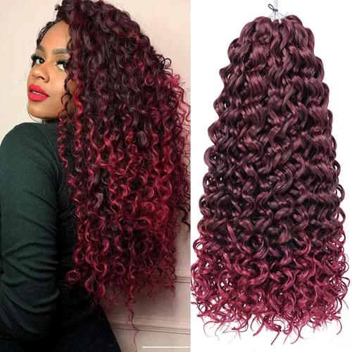 Miniatura 30 de Unionbeauty - Paquete de 8 mechones rizados con ganchillo GoGo, rizos de agua para mujer negra, rizos de playa, extensiones de cabello rizado 1b#