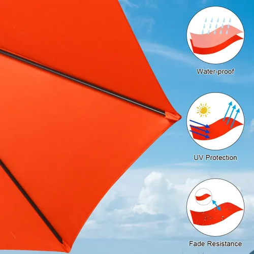 Miniatura 9 de Tangkula Paraguas de doble cara para patio de 15 pies con base, sombrilla de mesa individual extragrande para exteriores con manivela Naranja