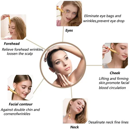 Miniatura 9 de Beauty Bar - Masajeador facial eléctrico dorado de 24 quilates, herramientas de masaje facial en forma de T, para el cuidado de la piel, brazo, ojo