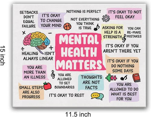 Miniatura 2 de Hijie Póster de Lienzo de Arte de Pared de Salud Mental de Terapia de Oficina para Decoración - Arte de Pared de Impresión en Lienzo Motivacional La