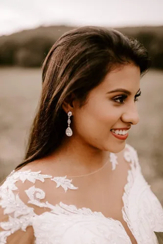 Miniatura 3 de SWEETV - Aretes de circonia cúbica con cristales de imitación en forma de gota para mujer, para dama de honor, novia
