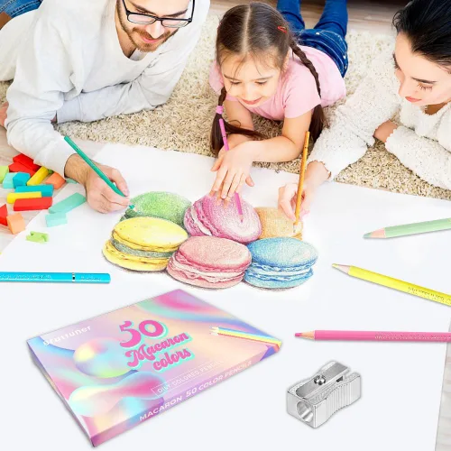 Miniatura 8 de LBW 50 lápices de colores pastel de macarrón, núcleo suave profesional para adultos, principiantes, bocetos, sombreado