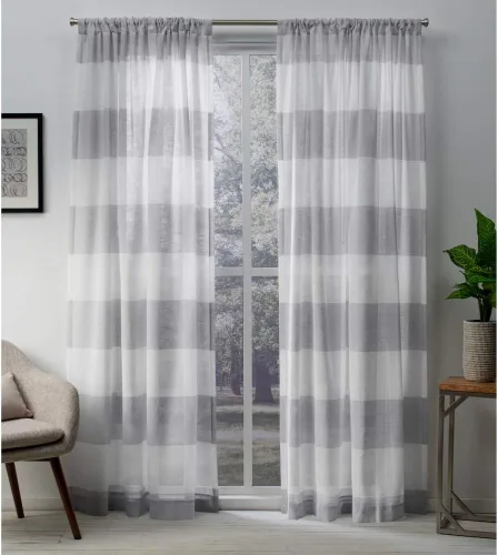 Miniatura 13 de EXCLUSIVE HOME Darma - Par de paneles de cortinas de lino transparente con bolsillo para barra, 50 x 84 pulgadas, color negro perla
