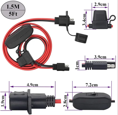 Miniatura 2 de SAE a SAE - Cable de puerto de pared lateral de toma de corriente solar, 12 AWG resistente a la intemperie, SAE de conexión rápida, montaje en panel