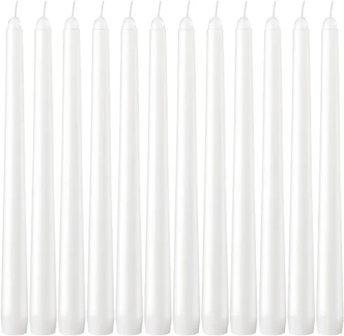 Velas cónicas sin goteo – Velas blancas sin perfume a granel – Palitos de vela de larga duración de 7.5 – 8 horas – para candelabros, mesa de