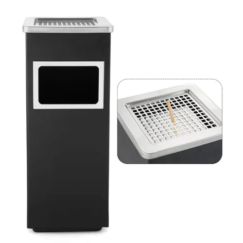Miniatura 8 de Bote de basura para exteriores, contenedor de basura redondo de acero inoxidable con cubo interior extraíble para desecho, contenedor de basura