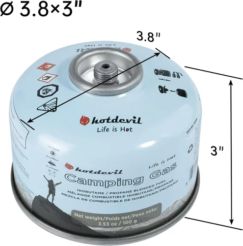 Miniatura 3 de Hotdevil Recipiente de combustible de isobutano de 100 gramos para estufa de camping Recipiente de combustible de butano y propano para camping