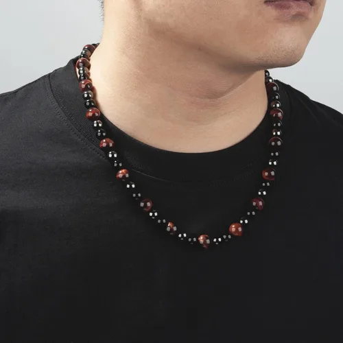 Miniatura 6 de WESTMIAJW Collar de cuentas de ónix magnético para hombre, hematita, ojo de tigre, cadena de piedras preciosas naturales, 50607029.5 in