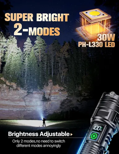 Miniatura 2 de Esgofo Linternas recargables de alto lúmenes 10000 2 modos alto/bajo, linterna LED magnética superbrillante de larga distancia 3280 pies, potente