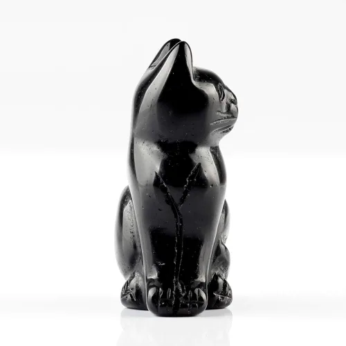 Miniatura 3 de Estatua grande de obsidiana negra de 2.0 pulgadas para gato, Feng Shui, manualidades, tallado, tallado, curación, reiki (obsidiana negra)