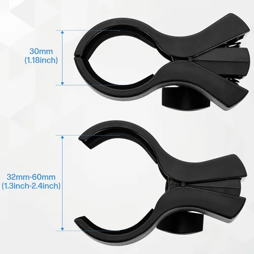 Miniatura 4 de BILIONE 2 piezas de clip versátil para micrófono, soporte ajustable para micrófonos con rango de diámetro exterior de 1.26" desde 2.3", con Negro