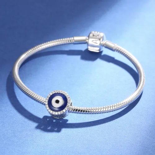 Miniatura 5 de Abalorios de plata de ley 925 para pulsera y joyería de la suerte, abalorios de Hamsa de Fátima, abalorios europeos compatibles con el mal de ojo