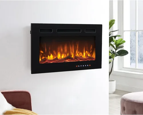 Naomi Home Calentador eléctrico del lugar del fuego para el montaje de la pared, color negro de la sala de estar 30 pulgadas/12 colores de la llama