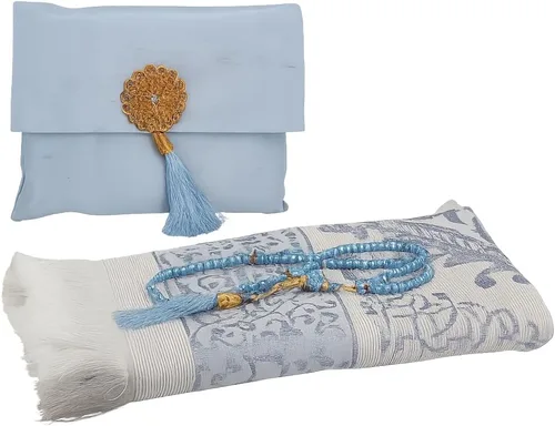 BABY SHOWER CHOCOLATE Juego de alfombra de oración musulmana y Tasbeeh con bolsa Shantung portátil de alta calidad, suave Janamaz Sajadah para