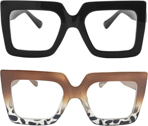 Miniatura 11 de Onrtry - Gafas de luz azul grandes y cuadradas para mujeres y hombres, con marco grueso, para computadora, sin receta, gafas de gran tamaño Marco