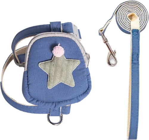 Zerodis Juego de correa de arnés para mascotas, bonita mochila y chaleco para perros y gatos, distribución uniforme de la presión, diseño a presión,