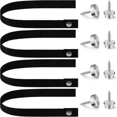 Miniatura 8 de 2 correas para puerta de caravana con 4 broches de botón de 18 pulgadas, correa de puerta corrediza para cámper RV con correa de escalera de barco a