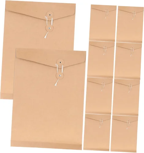Paquete de 10 carpetas de sobres de papel kraft para documentos A4, sobres de archivo para oficina, escuela, hogar, facturas