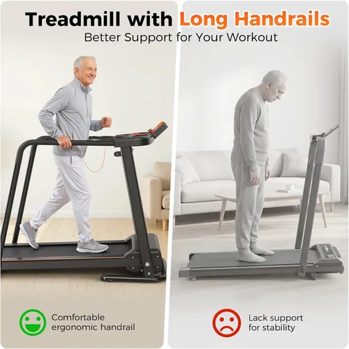 Miniatura 6 de Lastforever Walking Treadmills with Extended Handrails, 2.5HP Quiet Motor, Heart Rate Monitor, 310 lbs Capacity, Treadmill for Seniors, Recovery &