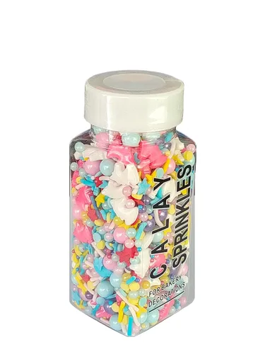 Miniatura 4 de Sentovac Gránulos comestibles de mezcla de unicornio para decorar Gránulos comestibles para cupcakes para tartas, 1 botella de 3.35 onzas / 3.35