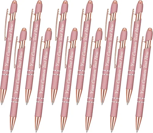 Miniatura 51 de 12 bolígrafos personalizados a granel, bolígrafos personalizados con grabado personalizado con nombre o texto, regalo ideal de aniversario