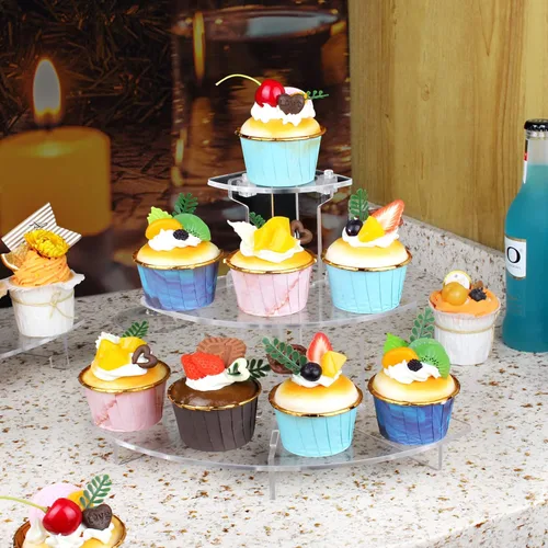 Miniatura 3 de Estante de exhibición de acrílico para figuras Amiibo Funko POP, organizador de perfumes y colonias, soporte para cupcakes de 3 niveles, soporte