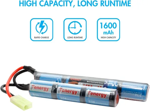 Miniatura 3 de Tenergy Batería NiMH Nunchuck de 8.4V 1600mAh y cargador compatible con conector Mini Tamiya y adaptador estándar Tamiya