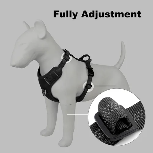 Miniatura 7 de Plutus Pet Arnés sin tirones para perro, arnés reflectante ajustable con asa, a prueba de escapes, acolchado suave para perros pequeños, medianos