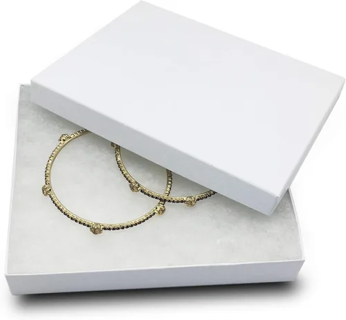 Miniatura 9 de TheDisplayGuys - Paquete de 100 cajas de cartón rellenas de algodón #11 para joyería, diseño de remolino blanco (2.1 x 1.8 x 0.8 pulgadas)
