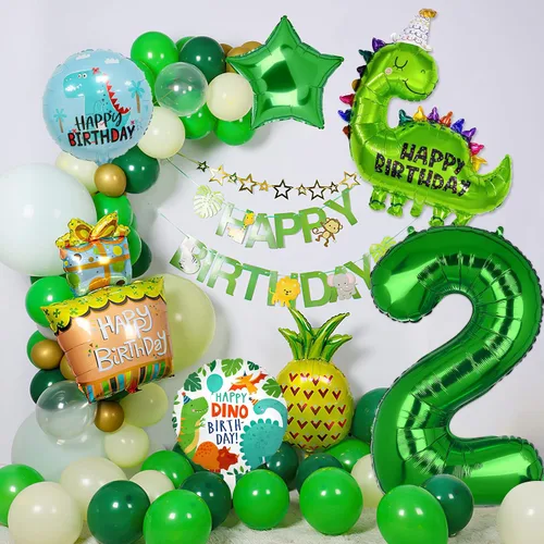 Miniatura 7 de 7 globos de dinosaurio, globos de aluminio de aluminio de tereftalato de polietileno con número de cumpleaños, suministros de fiesta de dinosaurio