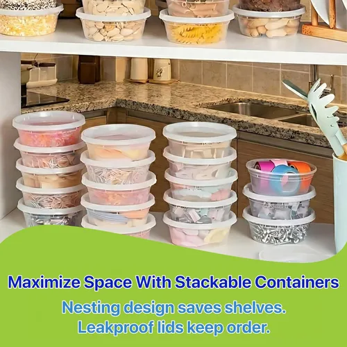 Miniatura 7 de Contenedores de almacenamiento de alimentos [10 juegos] x [8 onzas] recipientes de plástico para delicatessen con tapas, recipientes de preparación