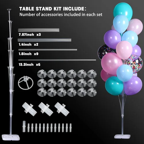 Miniatura 5 de Leyndo Juego de 4 soportes para globos de 63 pulgadas de altura transparente para soportes de suelo para centro de mesa para decoración