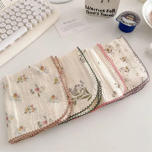 Miniatura 4 de BuLuTu - Paños de limpieza reutilizables 100% algodón muselina para cocina, 4 unidades, paños de cocina con estampado floral dulce, paños de esponja