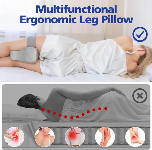 Miniatura 5 de WR - Almohada de rodilla para dormir de lado, almohada de espuma viscoelástica para dormir circulación sanguínea y elevar la alineación